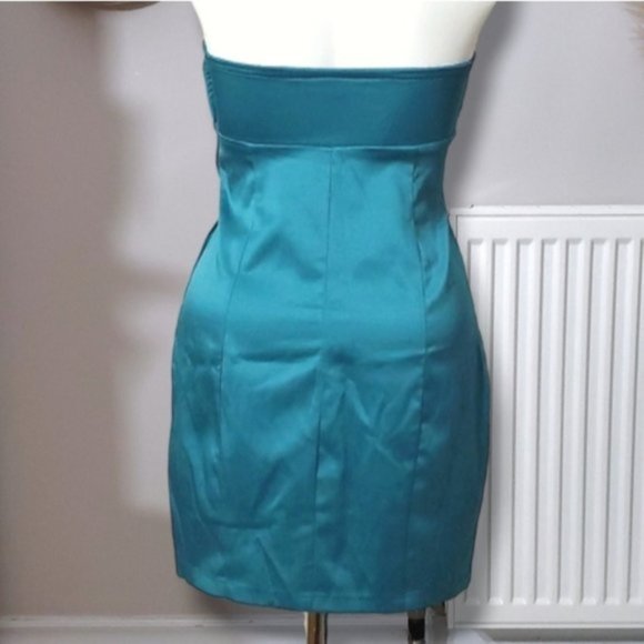 Vintage Y2K Satin Cotton blend Strapless Sweetheart Bodycon Dress - Picture 2 of 8